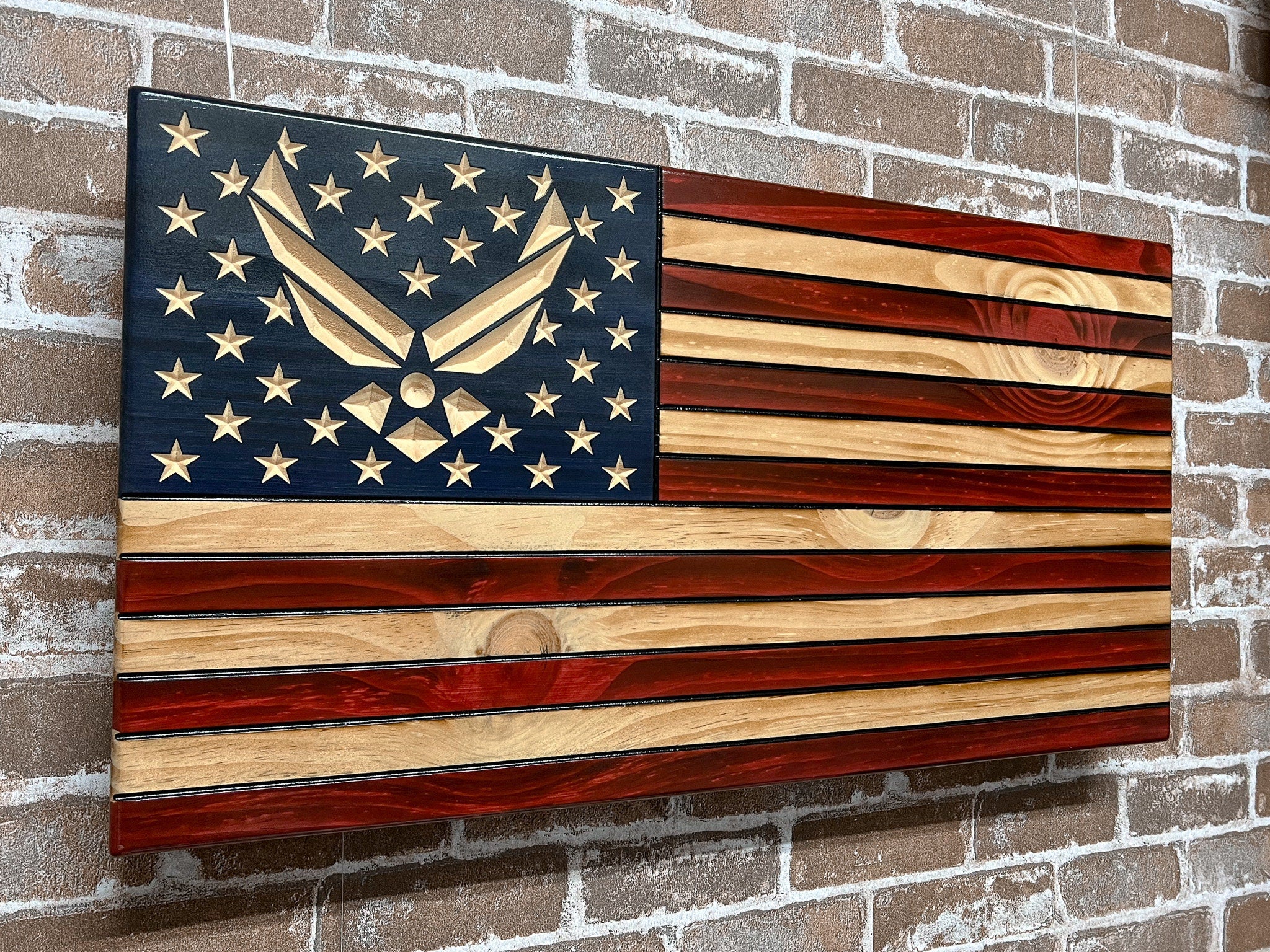 USAF Wooden Flag with Wings design | Air Force Wooden Flag