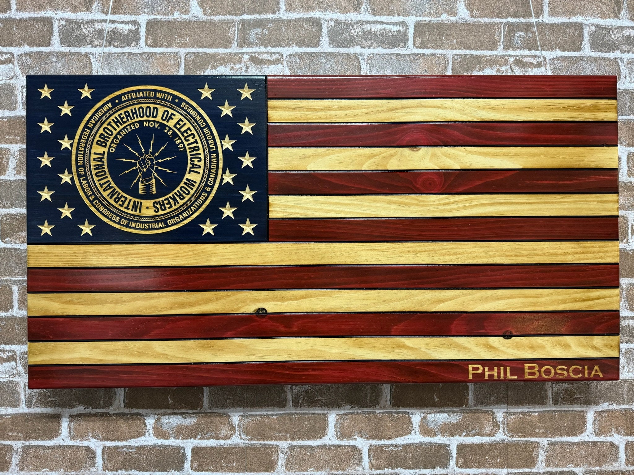 Customizable Military Plaque Wooden Flag