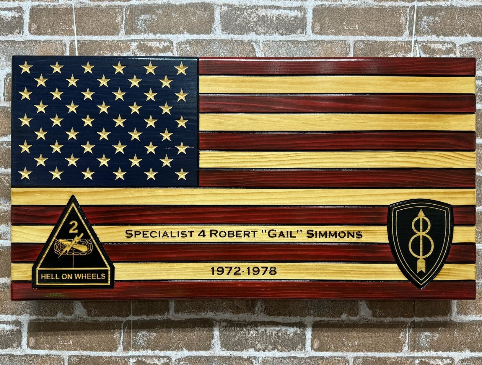 Customizable Military Plaque Wooden Flag