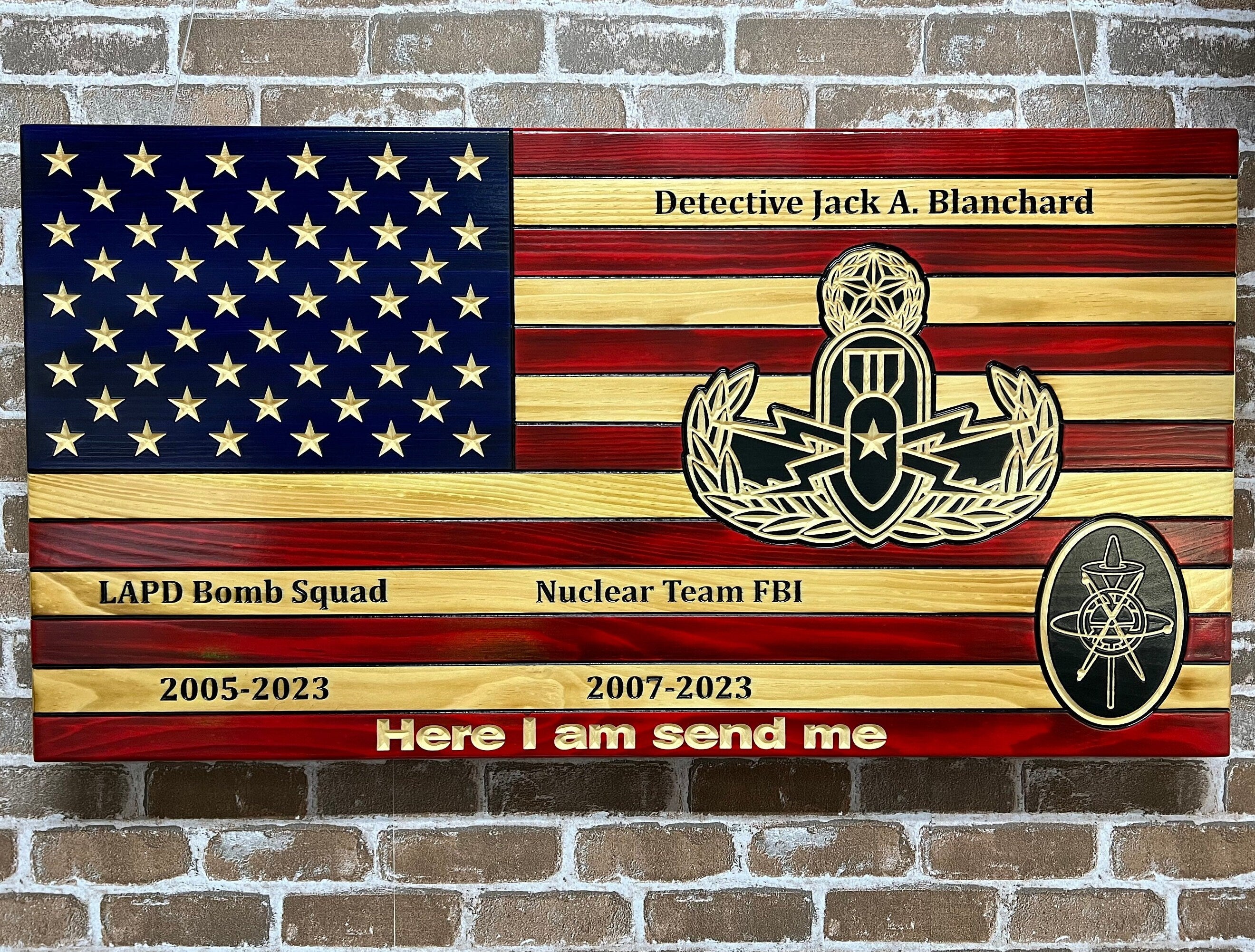 Customizable Military Plaque Wooden Flag