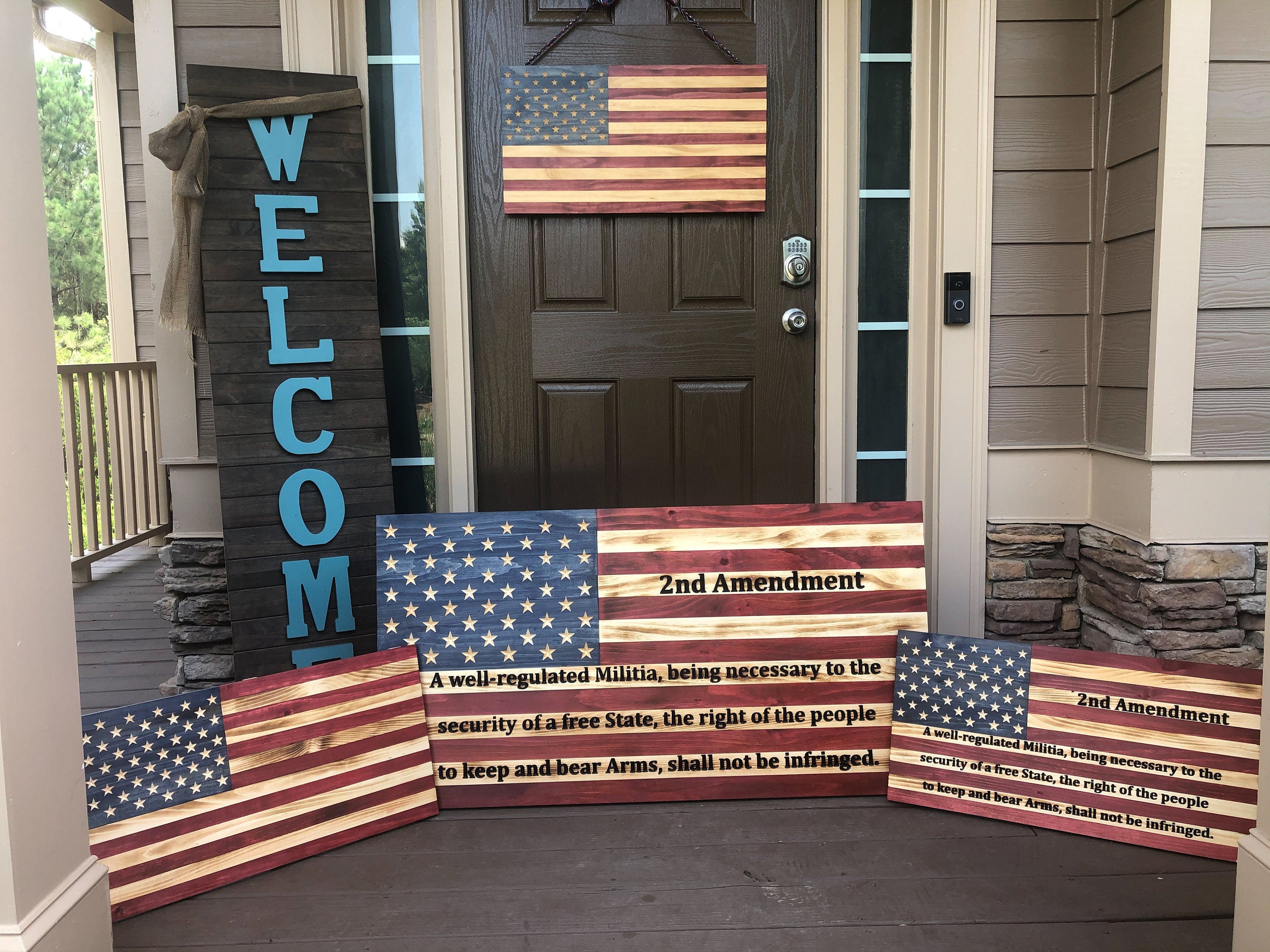 Rustic Flag (sizes 26x14 to 60x33), Customizable, Wooden Flag, Medium, Large, Extra Large, XXLarge, flag for patio, Wedding Gift, Graduation