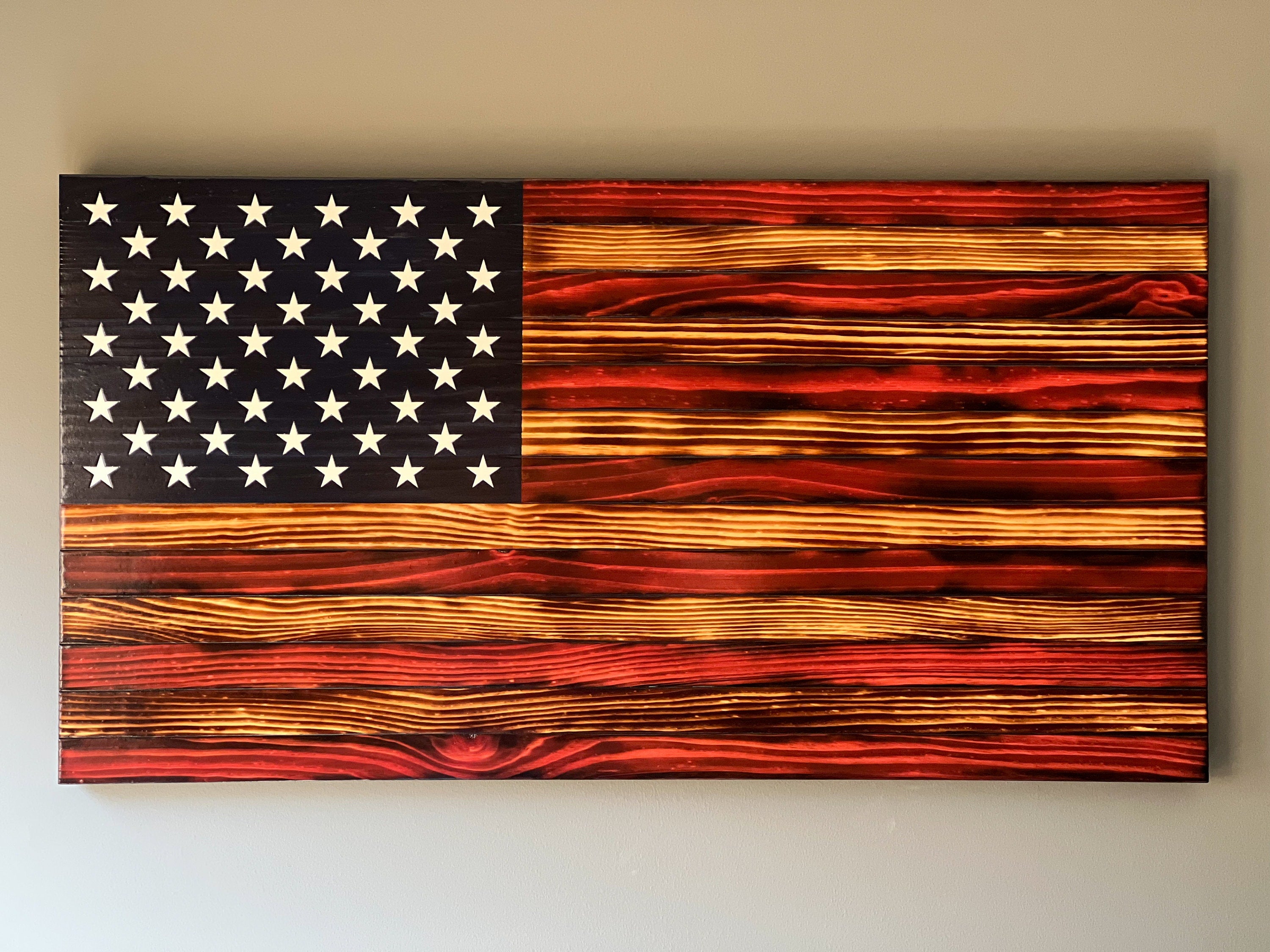 Rustic American Wood Flag, Customizable Flag, Charred American Flag, Patriotic, Living Room Wall Art,Flag for patio,Wedding Gift, Graduation