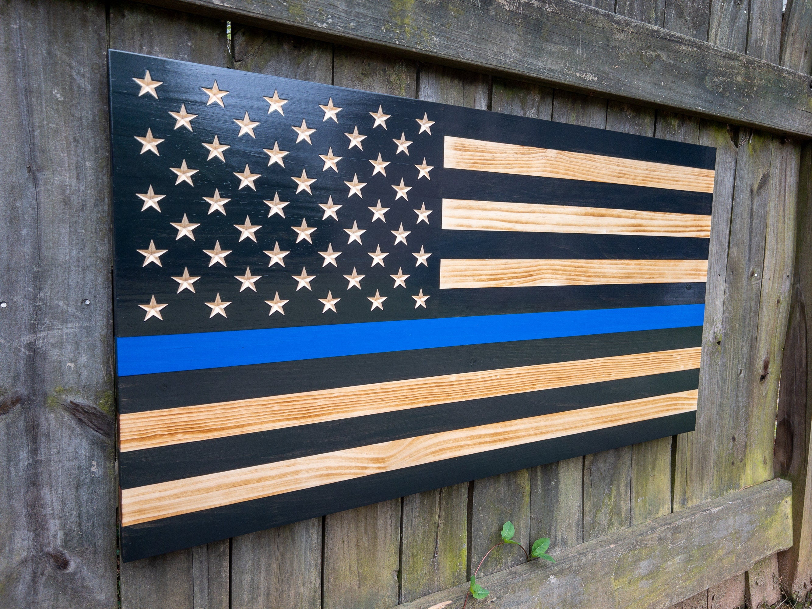 Large 36"x19", Thin Blue Line, Police Flag, Customizable Flag, Distressed Flag, Patriotic,  Flag for patio, Wedding Gift, Graduation