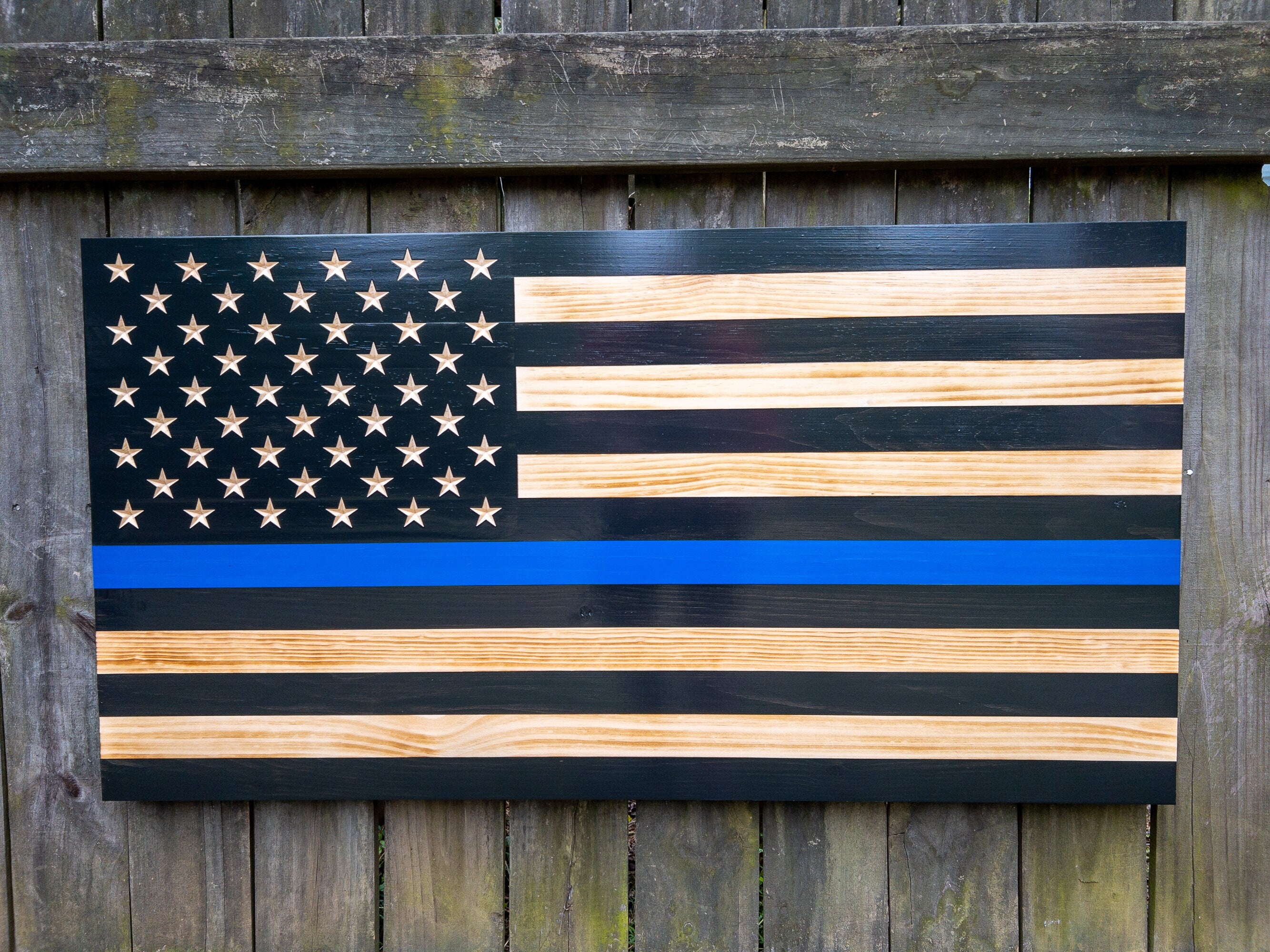 Large 36"x19", Thin Blue Line, Police Flag, Customizable Flag, Distressed Flag, Patriotic,  Flag for patio, Wedding Gift, Graduation