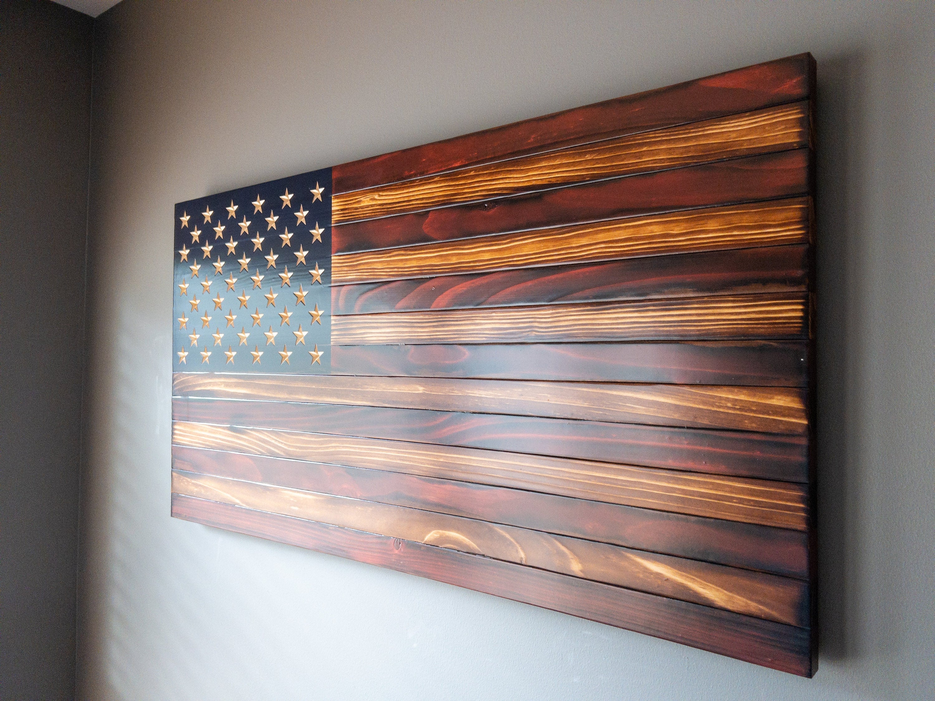 Rustic American Wood Flag, Customizable Flag, Charred American Flag, Patriotic, Living Room Wall Art,Flag for patio,Wedding Gift, Graduation