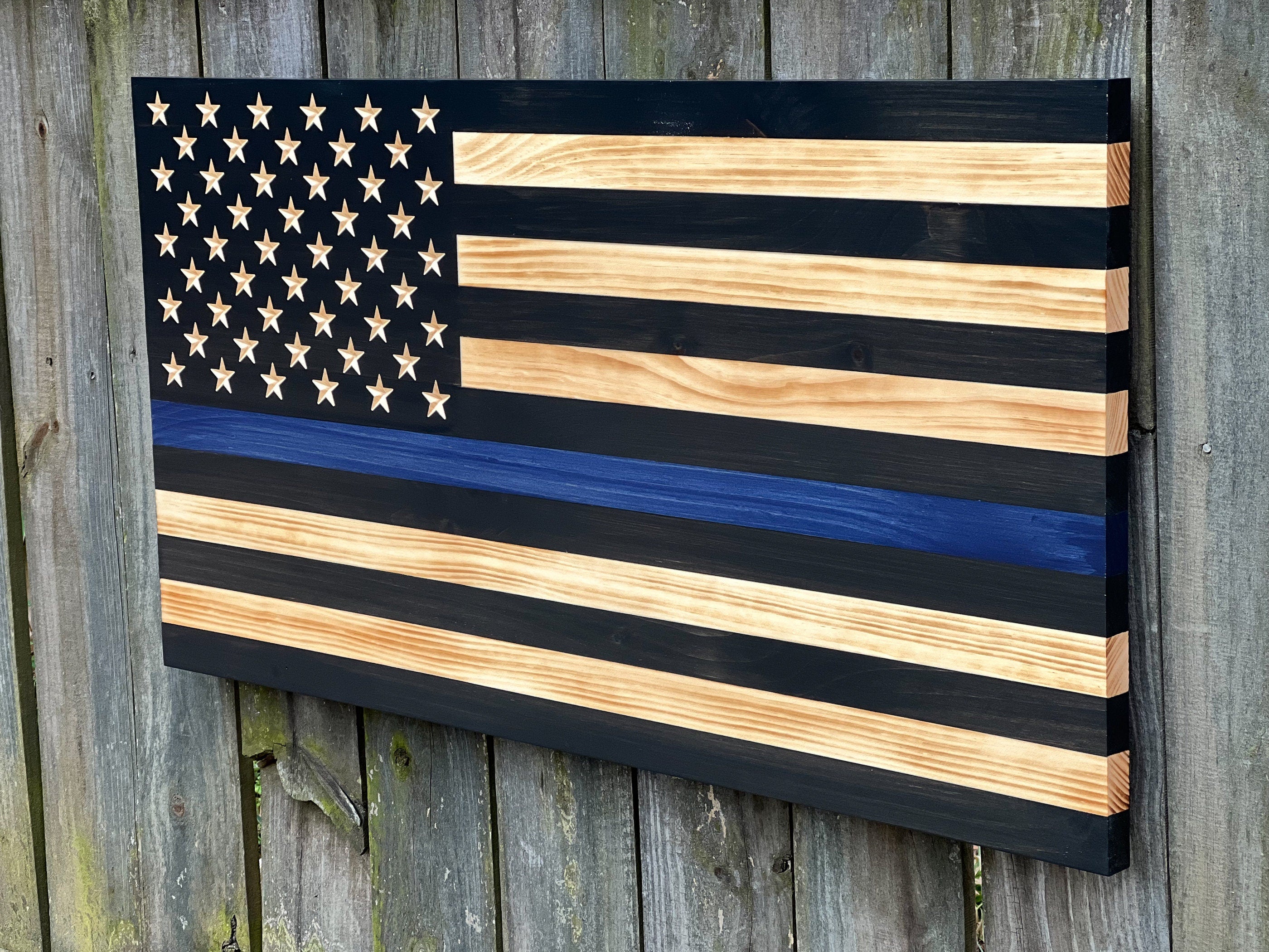 Large 36"x19", Thin Blue Line, Police Flag, Customizable Flag, Distressed Flag, Patriotic,  Flag for patio, Wedding Gift, Graduation