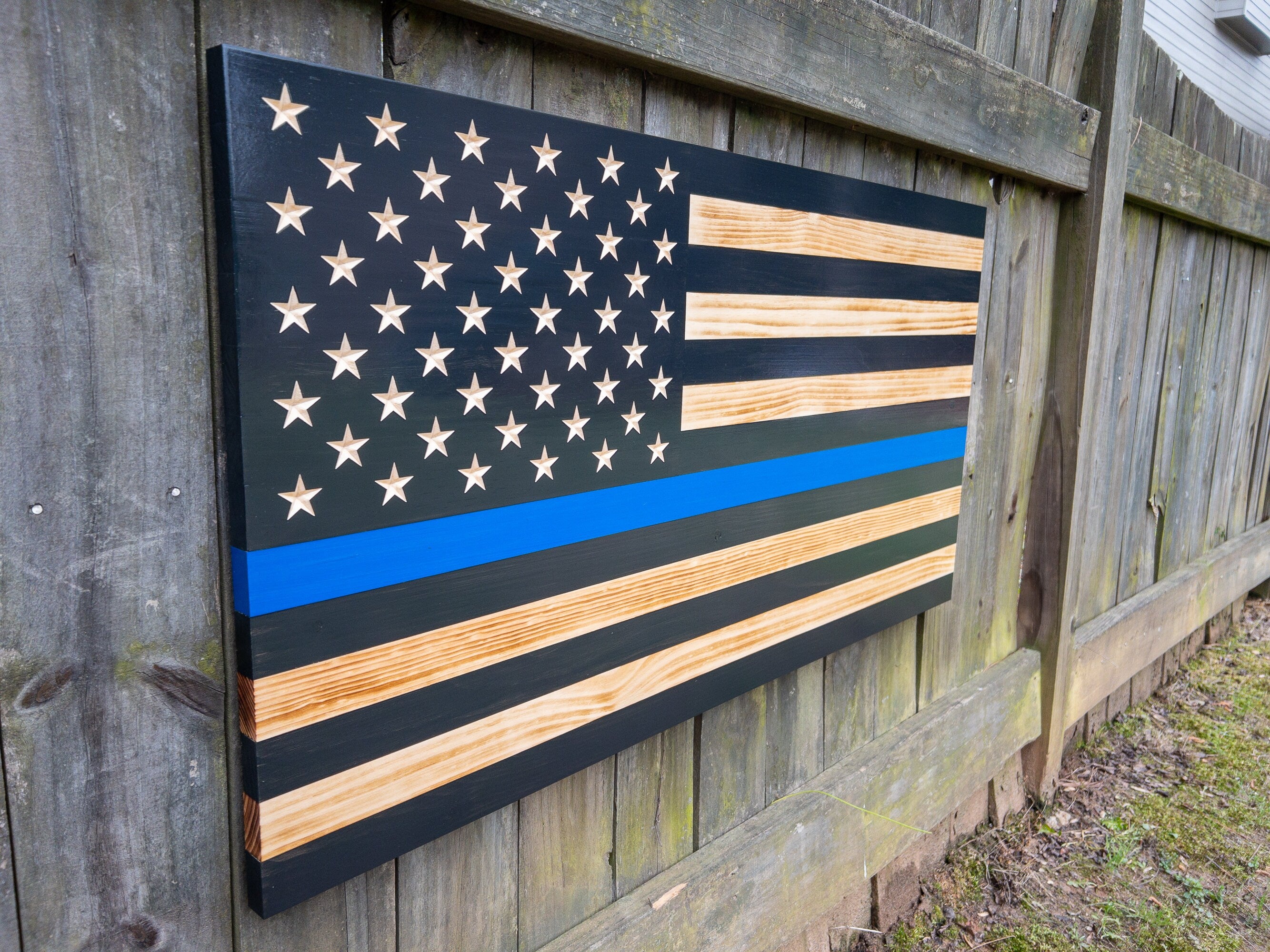 Large 36"x19", Thin Blue Line, Police Flag, Customizable Flag, Distressed Flag, Patriotic,  Flag for patio, Wedding Gift, Graduation