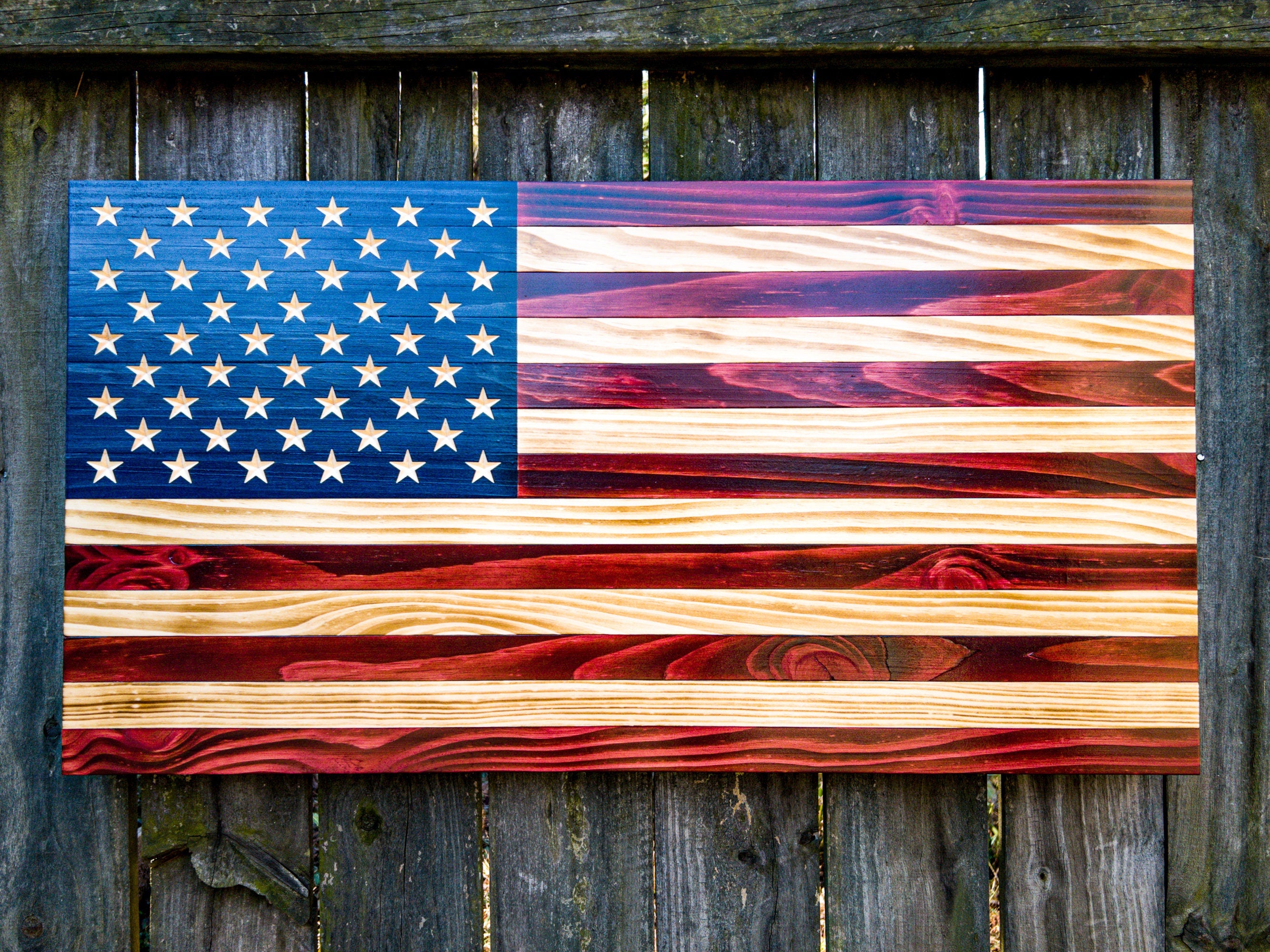 Medium 26"x14", Rustic American Wood Flag, Distressed Flag, Patriotic,  Pallet American Flag, Flag for patio, Wedding Gift, Graduation