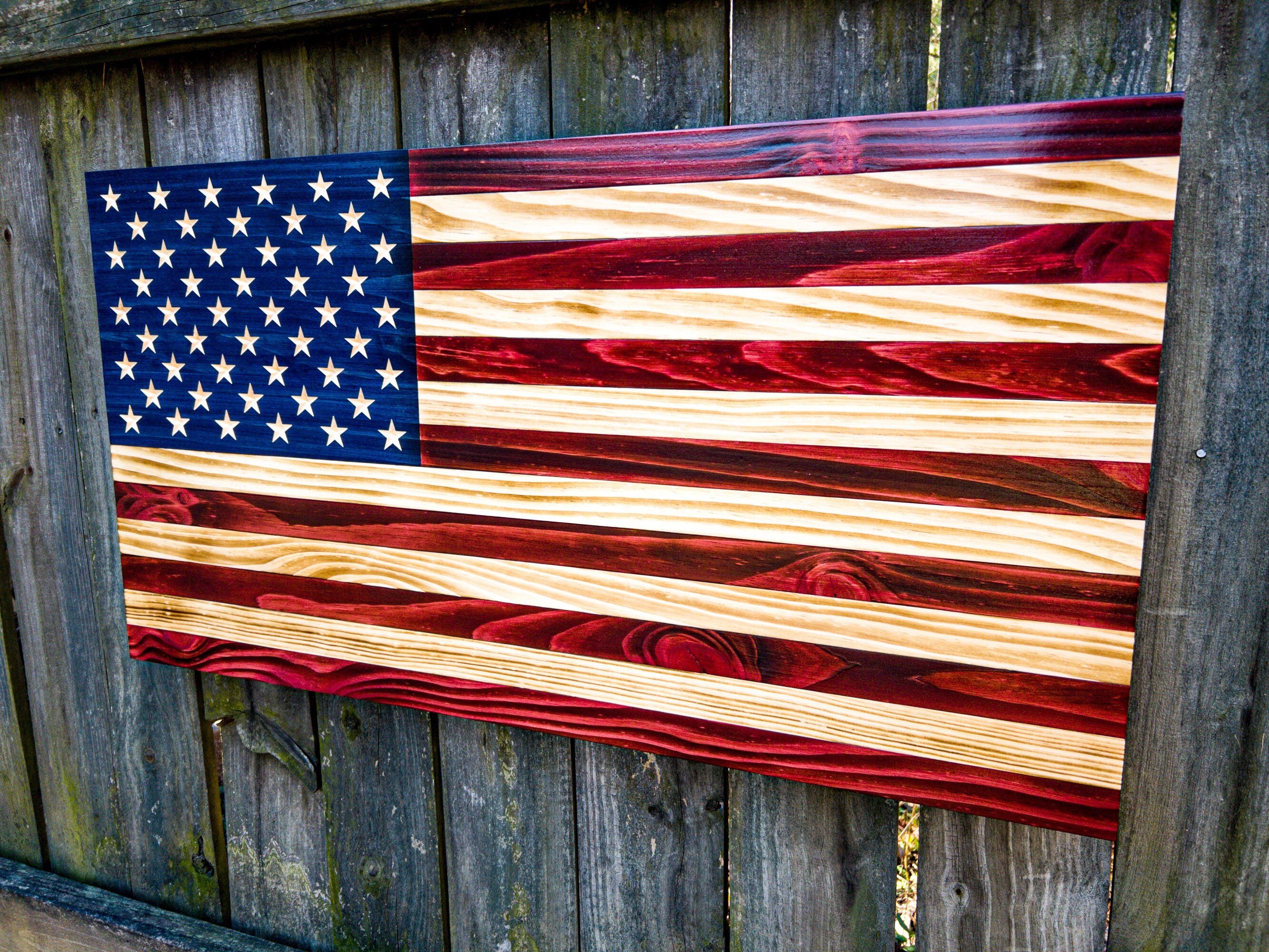 Medium 26"x14", Rustic American Wood Flag, Distressed Flag, Patriotic,  Pallet American Flag, Flag for patio, Wedding Gift, Graduation