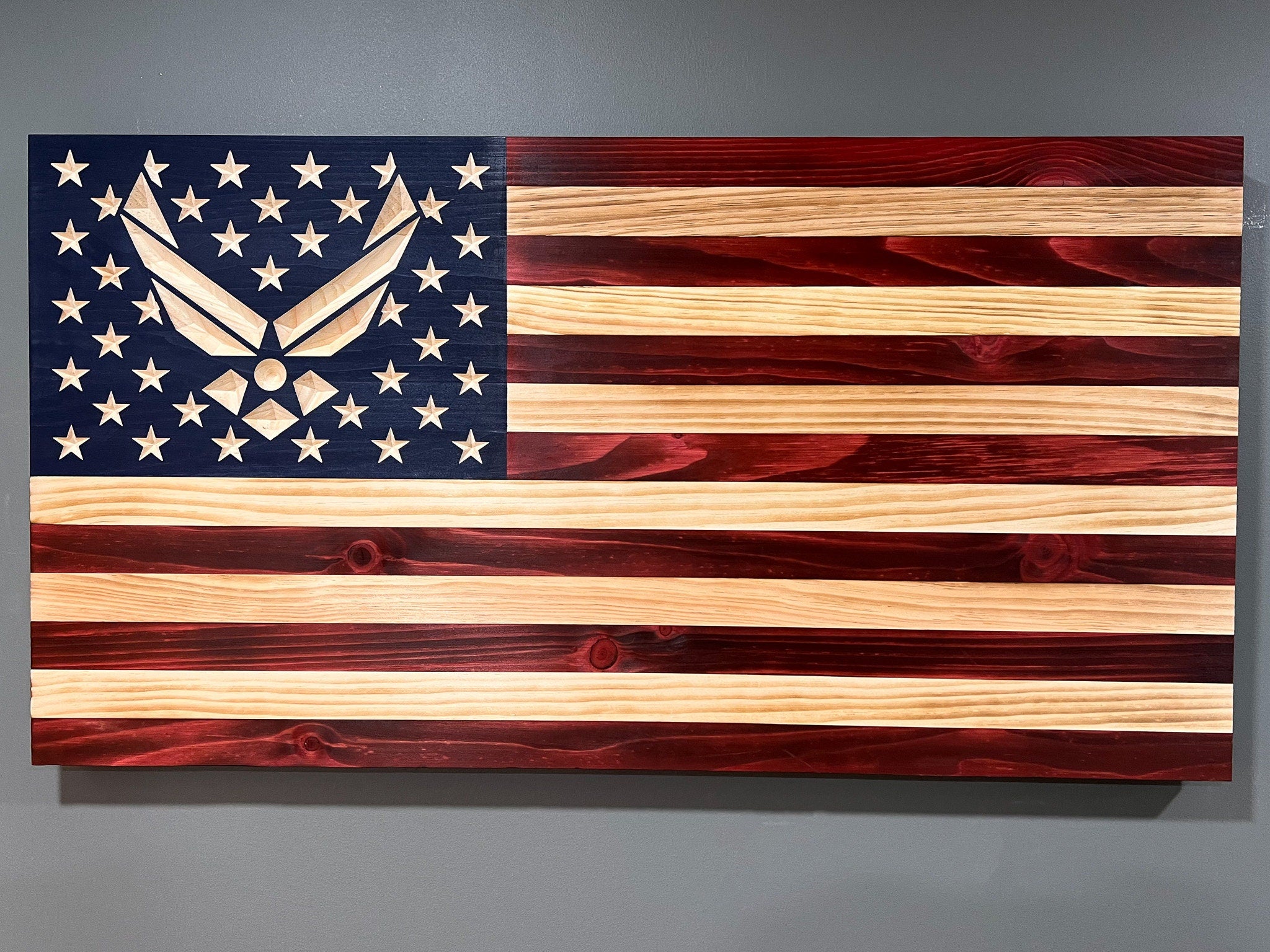 US Air Force Wings Wooden Flag, Hand Made in the USA