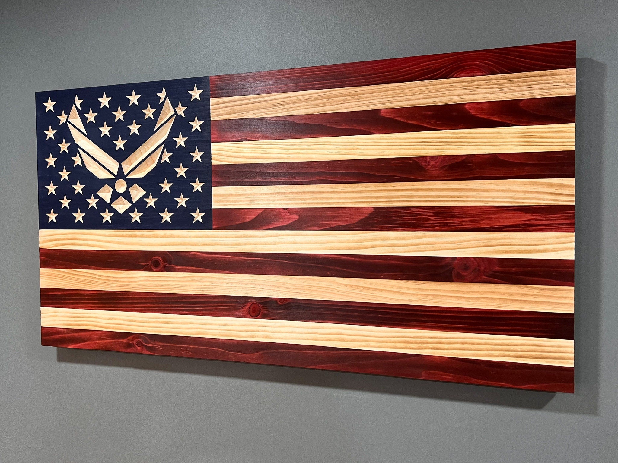 US Air Force Wings Wooden Flag, Hand Made in the USA