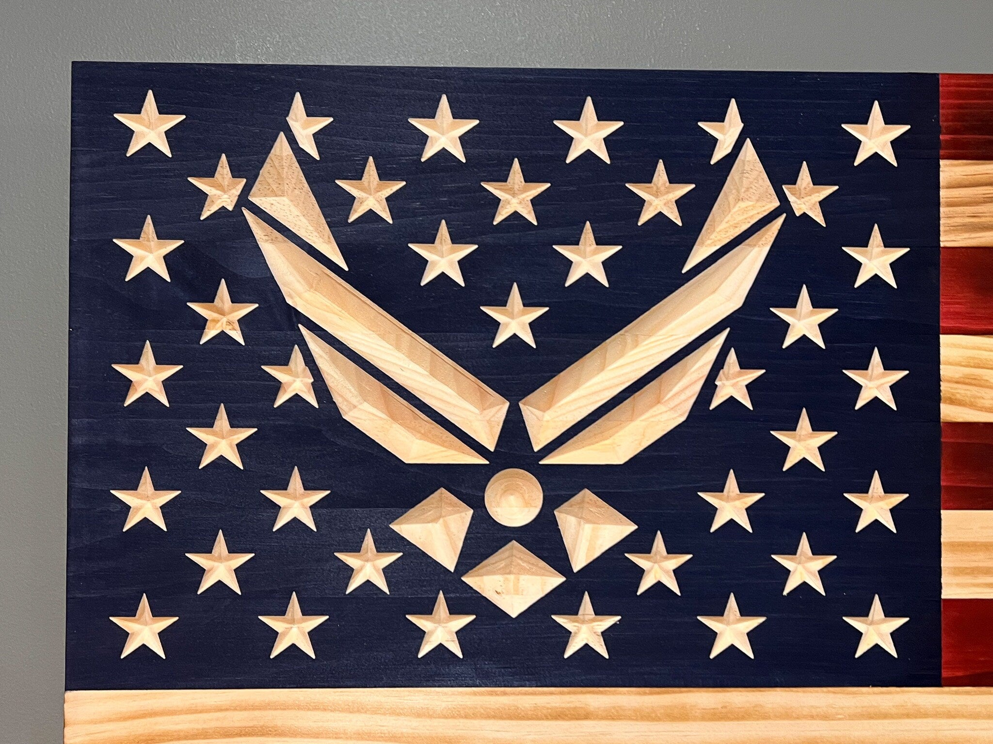 US Air Force Wings Wooden Flag, Hand Made in the USA