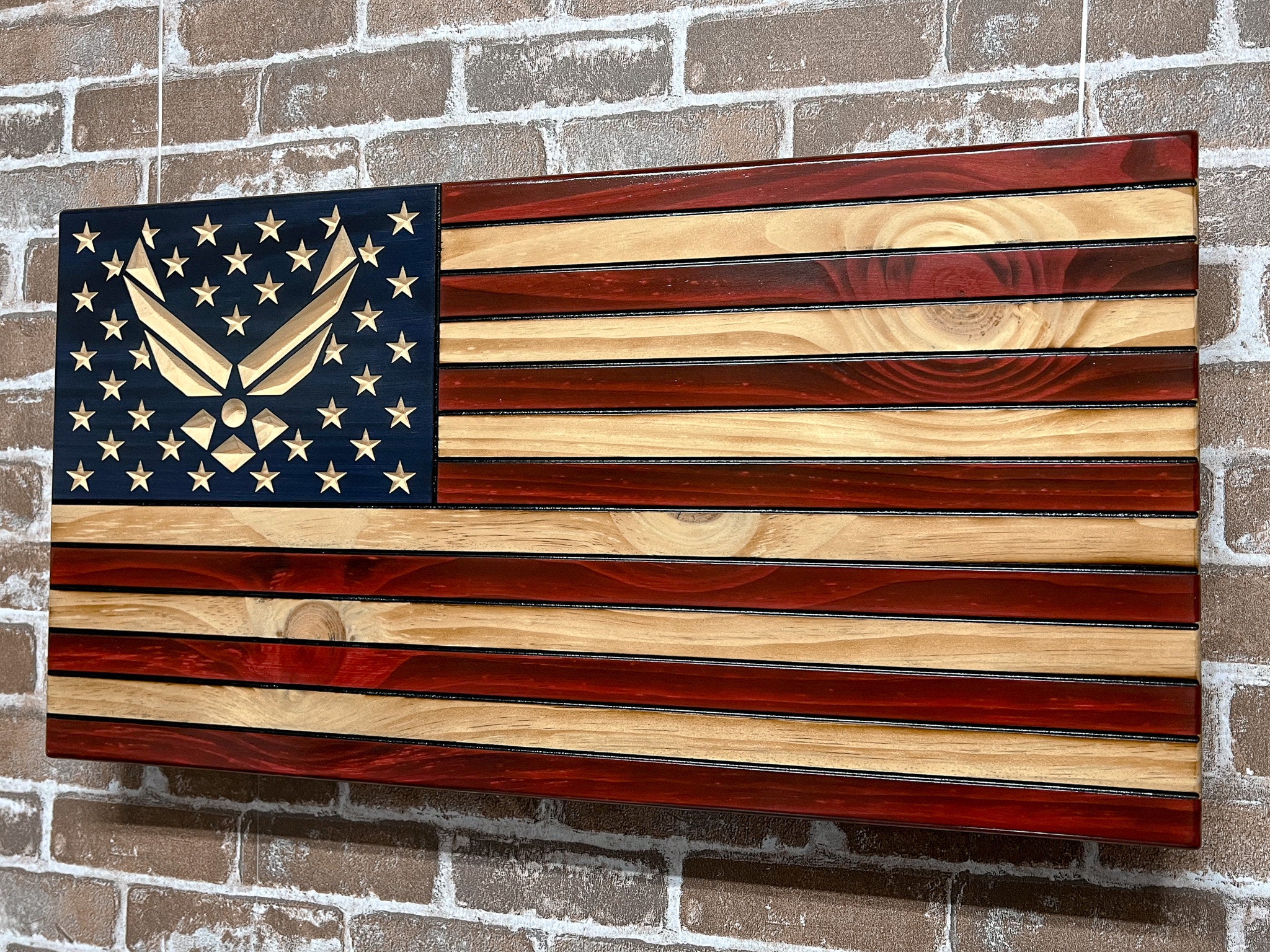 USAF Wooden Flag with Wings design | Air Force Wooden Flag