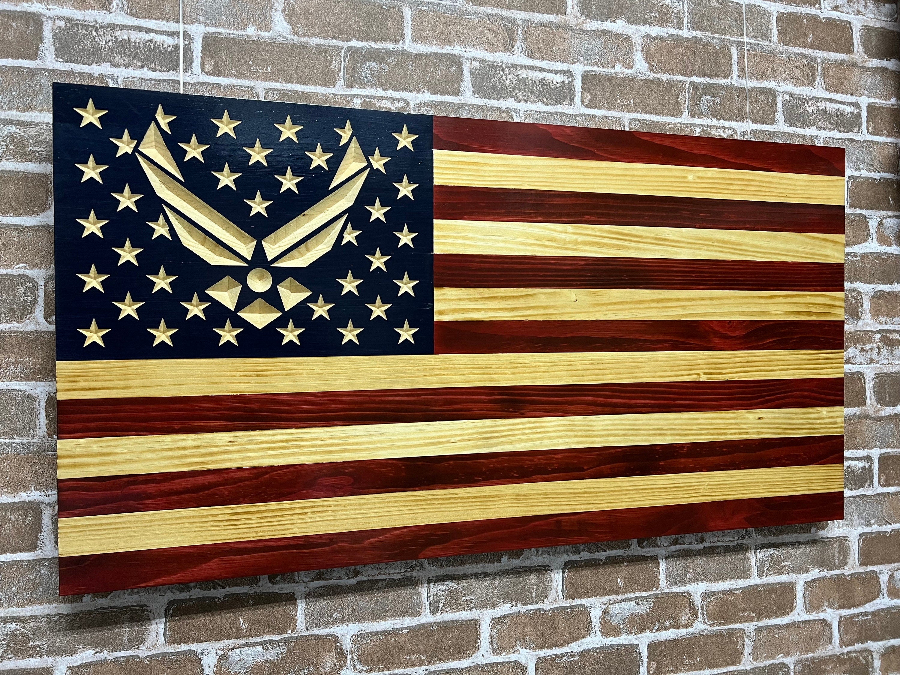 US Air Force Wings Wooden Flag, Hand Made in the USA