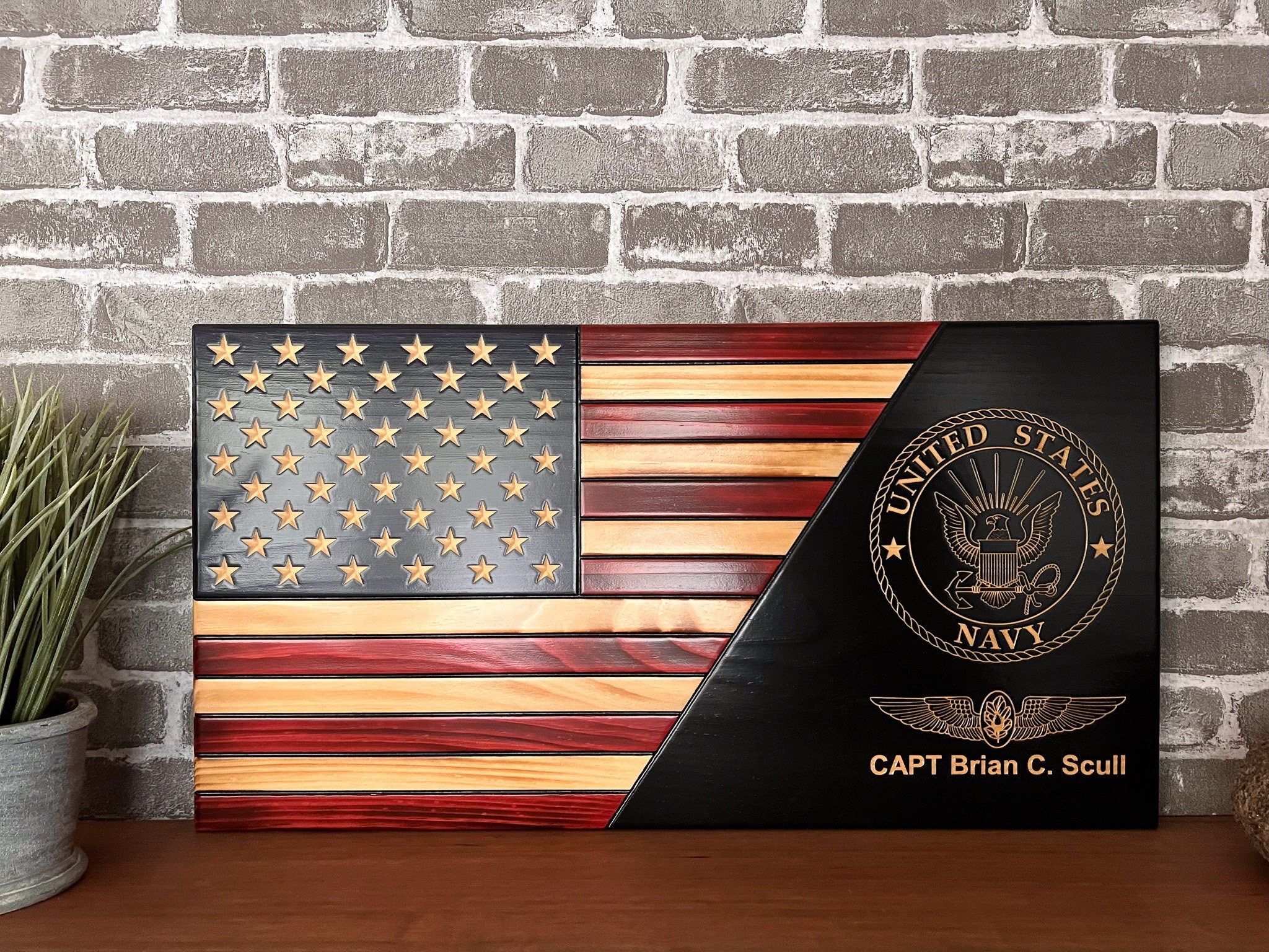 Customizable Wooden American Flag